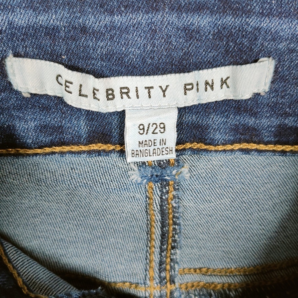 Celebrity‎ Pink Womens Mid Rise Bootcut Distressed Jeans Dark Wash Size 9/29 NWT - Picture 6 of 14